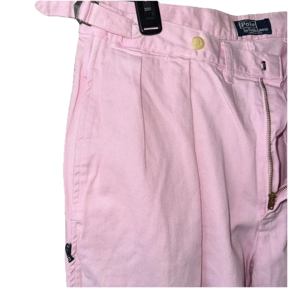 Vintage Polo Ralph Lauren Pink Pleated Palm Desert Pant Ivy League NOS 33x36 - Picture 8 of 16